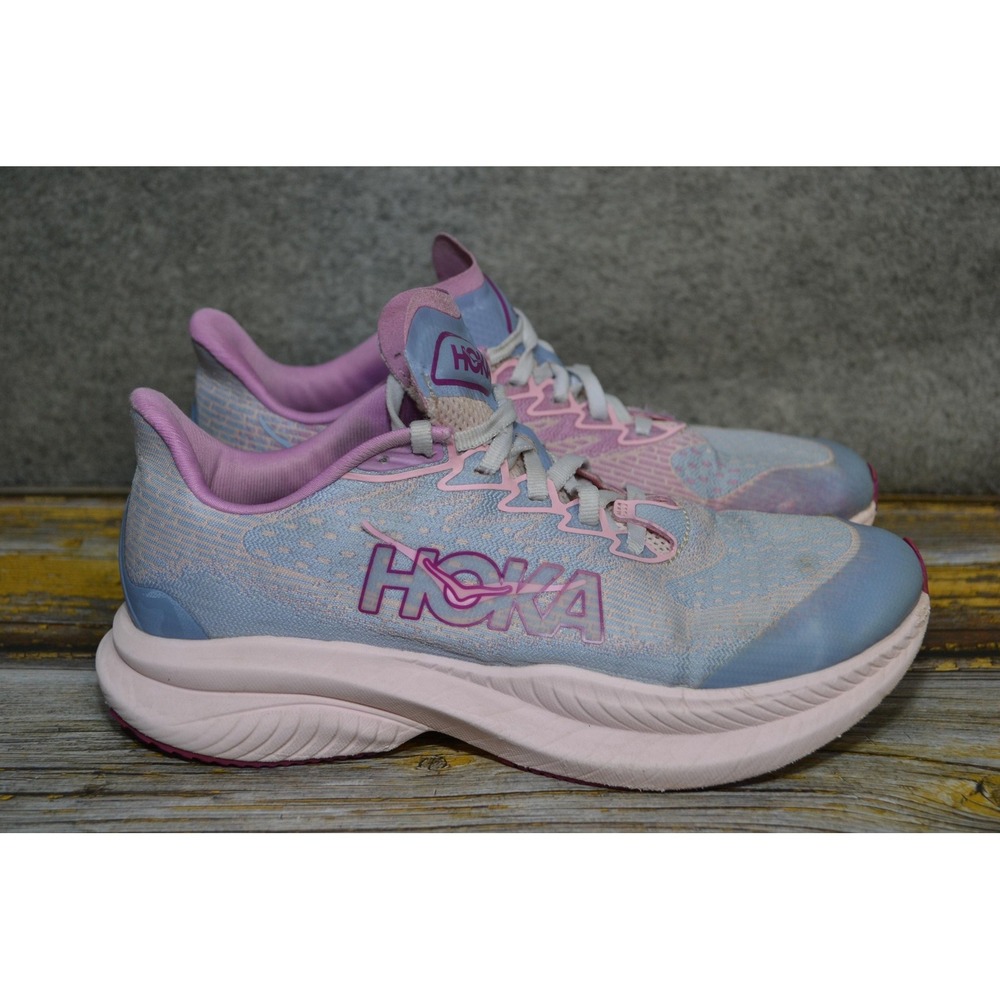Hoka One One Mach 6 Shoes Youth 4.5 Pink Blue Mesh Running Sneakers 1147553 GPG
